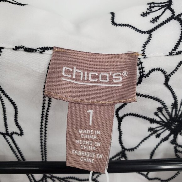 Chico's Embroidered Swing Jacket Women Size Medium NWT Alabaster Floral - Picture 5 of 12